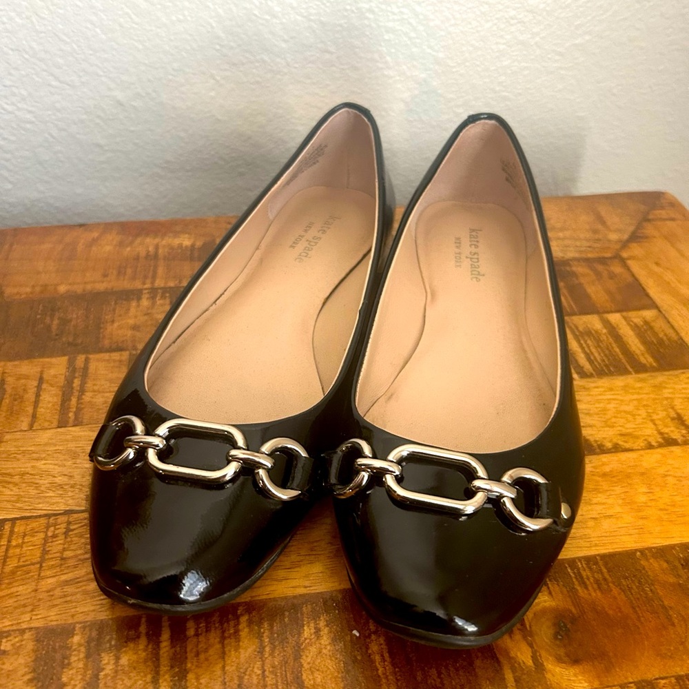 KATE SPADE NEW YORK Womens Black Chain Detail Comfort Pauly Ballet Flats Size 7